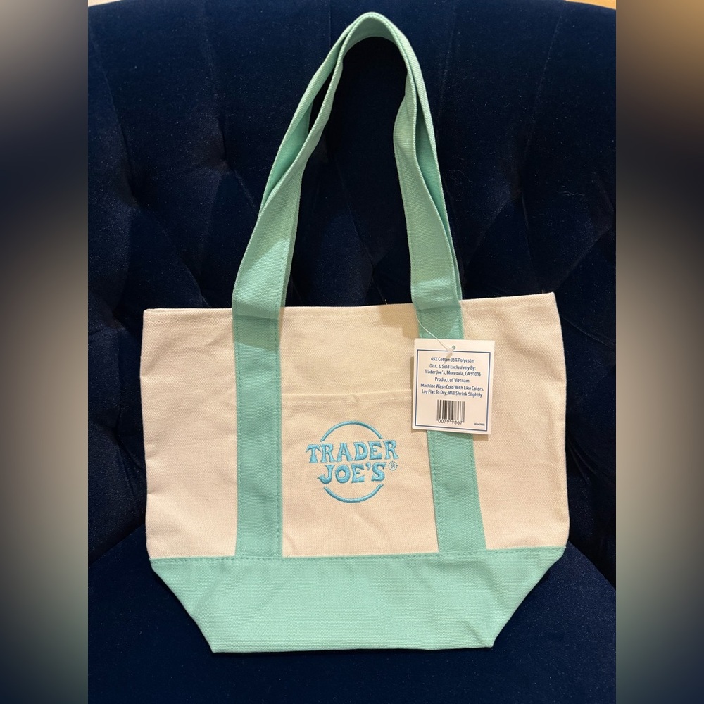 Trader Joe’s Limited Edition Mini Pastel Canvas Tote Bag - MINT GREEN